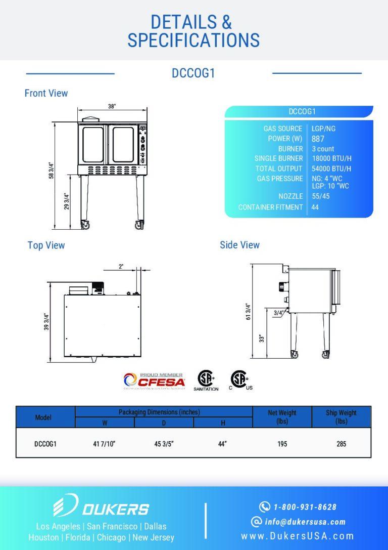 DCCOG1 Single Convection Oven